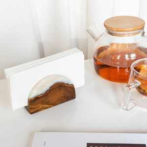 Boîte à mouchoirs en résine de couleur blanche personnalisée porte-serviettes pratique bureau de salon d'hôtel - Product Image 4