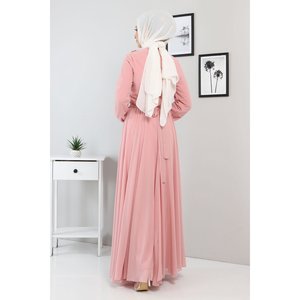 Vestido de Noche Casual con Cintura Natural, Estilo A-Line, Manga Larga, para Fiesta o Dama de Honor, Tallas XL XXL, Poliéster Liso Teñido, Mega Merchant - Product Image 5