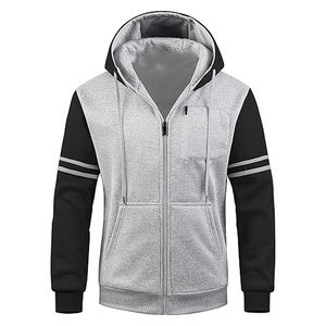 เสื้อมีฮู้ดผ้าฟลีซแบบรูดซิปสำหรับผู้ชายเสื้อฮู้ดแบบรูดซิปเต็มตัวแฟชั่นพอดีกับกระเป๋าและสายรัด - Product Image 1