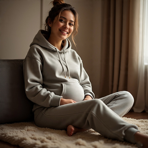 ชุดวอร์มให้นมสำหรับคุณแม่ชุดวอร์มมีฮู้ดและกางเกงขายาวระบายอากาศได้ดี - Product Image 3