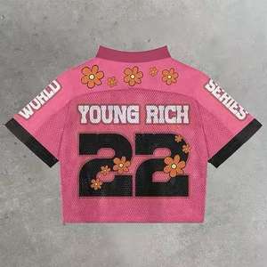 เสื้อฟุตบอลตาข่ายอเมริกันสำหรับผู้ชายเสื้อครอปโอเวอร์ไซส์ - Product Image 5