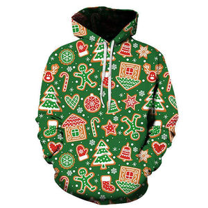 New Products 100% Polyester <b>Christmas</b> <b>Hoodie</b> <b>Hoodie</b> Santa and Snowman Print Custom Hoodies for Men and Women - Product Image 4