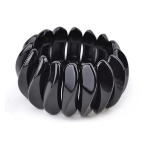 Moda declaración coloridos brazaletes de resina cuadrado grande ágata brazalete ágata acrílico bambú estiramiento ajustable H pulsera - Product Image 4
