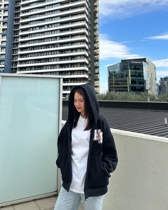 Sudadera con capucha de gran tamaño para mujer de alta calidad, sudadera con cremallera de Color sólido con bolsillo femenino, ropa de abrigo de invierno de estilo callejero - Product Image 3