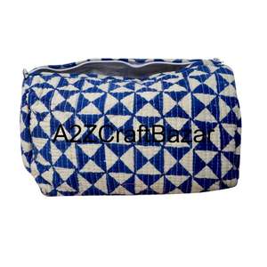 3-Piece Tassel Pattern Quilted Cotton <b>Makeup</b> <b>Bags</b> with Zipper Closure Eco-Friendly Fashion Design for Travel & Cosmetic Storage - Product Image 5
