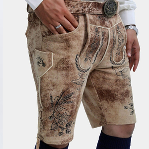 Bávaro Lederhosen pantalones cortos para Hombres estilo alemán cuero de cabra bordado Oktoberfest desgaste OEM proveedor pedidos al por mayor - Product Image 3