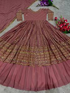 Attrayant concepteur Georgette Lehenga Choli pour les femmes fête porter Bollywood Lehenga indien mariage porter brodé cousu - Product Image 5