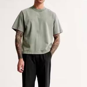 Camiseta para hombre, 100% algodón, logotipo personalizado, diseño de calidad, costilla, cuello redondo, ajuste holgado, ropa de calle con hombros caídos, camiseta en blanco para hombre - Product Image 3