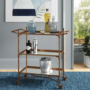 Chariot de présentation en plastique haut de gamme, fait main, pour décoration de resort, chariot de bar roulant de luxe, écologique, sûr et plaqué pour la maison - Product Image 1