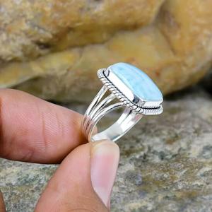 แหวนลาริมาร์สไตล์คลาสสิกของผู้หญิง925เงินประดับด้วยหนามเตยอัญมณีสำหรับวันครบรอบแต่งงานหมั้น - Product Image 5