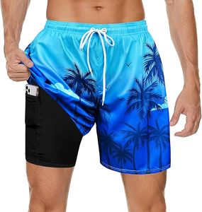 Venta al por mayor 2-en-1 de secado rápido de compresión de los hombres bañadores Floral Animal impreso elástico medio impermeable OEM calle Floral - Product Image 6