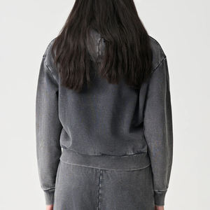 <b>Top</b> Quality Custom Made Zip Up Crop <b>Top</b> Acid washed Lightweight women's hoodies Custom <b>Distressed</b> Logo Hoodies & Sweatshirt - Product Image 6