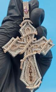 High Demanded Custom Hip Hop Cross Pendant <b>Watch</b> Gold Silver Leather Strap Waterproof 41mm Men's Women Sexy Diamond Quartz - Product Image 3