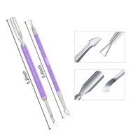 Pousse-cuticules en acier inoxydable personnalisé en couleur et en design, à double extrémité, réutilisable, outil de manucure pour usage professionnel