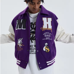 Vestes d'hiver pour hommes en coton personnalisées en gros, avec fermeture éclair sur le devant, col montant, imperméables, grandes tailles, style varsity - Product Image 1