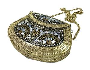 Sacs à main indiens à la mode en mosaïque par HF Crafts Style bohème avec fermeture de couverture et décoration de chaîne Prix bas - Product Image 1