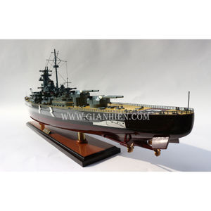 BISMARCKK, modelo de barco de madera hecho a mano, barcos de batalla europeos, artesanía para decoración del hogar, bandeja de bambú con patrón de pintura - Product Image 5