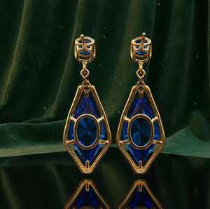 Boucles d'oreilles fantaisie en CZ bleu hydro 8*10 mm pour femmes, argent sterling 925 plaqué or 18 carats, bijoux en pierres précieuses pendantes, cadeau - Product Image 2