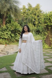 Dernier Designer Faux Georgette Séquence Fil Broderie Travail Lehenga Choli Par Fab Zone - Product Image 3