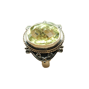 Anillo de Cuarzo Limón Natural, Anillo de Plata de Ley 925, Anillo de Compromiso, Anillo Grande, Anillo Boho para Joyería de Cuarzo Limón - Product Image 1