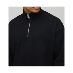Hoodie Homme Oversize Décontracté Brodé Demi-Zip Hiver en Molleton de Coton Épais Streetwear Personnalisable OEM - Product Image 5