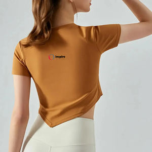 2025 nueva moda Top de talla grande señoras Sexy Crop Top mujer camiseta lisa Vintage mujer blusa camiseta logotipo personalizado Oem - Product Image 3