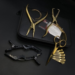 Juego de herramientas de extensión de cabello de acero inoxidable de grado quirúrgico, aplicador de microcuentas chapado en oro y alicates de extracción - Product Image 6