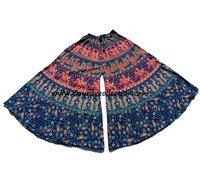 Boho Éléphant Imprimé Jambe Sauvage Coton Palazzo Vêtements Européens Femmes Regula Taille Cloche Bas Boho Harem Pantalon GC-AP-351.
