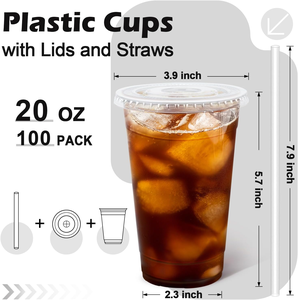 Gobelets froids biodégradables et écologiques en PET/PLA, 20 oz, durables et sans BPA, étanches, adaptés au congélateur, 100 % recyclables, fabriqués en Thaïlande - Product Image 2