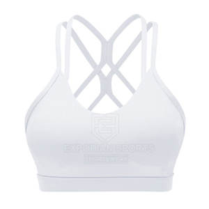 Soutien-gorge de sport écologique respirant à soutien élevé pour femmes avec logo avant en tissu Spandex/Nylon fabriqué au Pakistan - Product Image 1