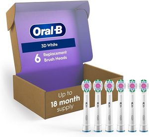 Cabezales de repuesto Oral-B 3D White para cepillo de dientes eléctrico Oral-B, paquete de 6 - Product Image 1