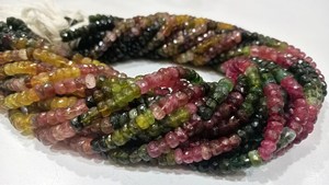 Tourmaline naturelle multi Rondelle à facettes 5mm perles de haute qualité vendues par brin 7 pouces de long Tourmaline de pastèque en gros - Product Image 4