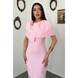 Elisa Fashion <b>Woman</b> Pink Single Buckle Cape Dress - Product Image 3