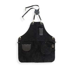 Tablier en cuir et toile personnalisable de qualité supérieure, imperméable, élégant, avec fermeture à pression, manches courtes, pour grillades, barbecue, barman, travail du bois - Product Image 4