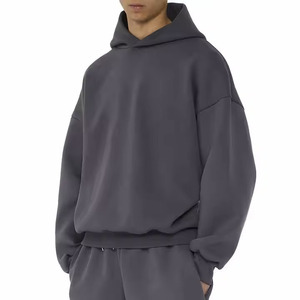 2005 meilleure qualité coton lourd hommes à capuche personnalisé Boxy recadrée hiver sweat avec polaire lourde Style éponge français - Product Image 4