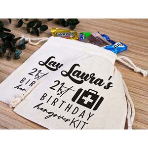 Personalized Cotton <b>Drawstring</b> Pouch for <b>Bracelets</b> Watches Crafts Dust-Birthday Hangover Kit Bag Embroidered Logo Screen Printed - Product Image 6