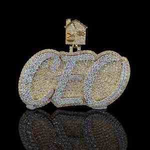 Colgante de diamante de moissanita de corte redondo helado para estilo Hip Hop, colgante de letra personalizado, regalo para hombres, Plata de Ley 925 - Product Image 4