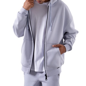 Logo personnalisé pour sweat-shirts à capuche en molleton lourd à coupe régulière, molleton bouclé, cordon de serrage, fermeture éclair, pull unisexe 100% - Product Image 5