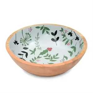 Juego de cuencos para servir ensalada de madera de acacia respetuoso con el medio ambiente personalizado, vajilla con acabado impreso para fiestas de catering, utensilios de cocina - Product Image 6