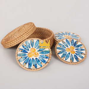 Juego de posavasos de madera portátiles de gran oferta y precio barato, alfombrilla para taza de té con aislamiento térmico y ratán para bebidas y tazas de té - Product Image 4