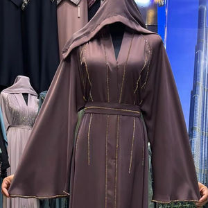 Caftan traditionnel musulman de conception marocaine noire magnifique de Dubaï 2025 avec travail manuel Abaya Kaftan - Product Image 1