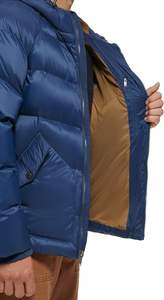 Manteau d'hiver léger à capuche pour hommes Veste matelassée isolée à col montant Fermeture à glissière complète pour les voyages en plein air - Product Image 2