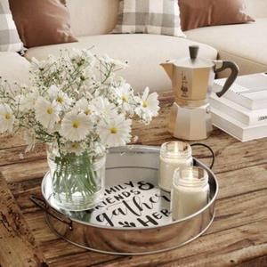 Ensemble antique de qualité supérieure de 2 plateaux de service galvanisés avec poignée plateau de service de forme et de taille personnalisées pour les fêtes - Product Image 2