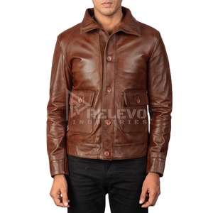 Luxury High Street Men's Real Leather Jacket Quilted Design <b>Vegetable</b> Tanned Sustainable Winter <b>Stand</b> Collar Spandex Lining Fit - Product Image 2
