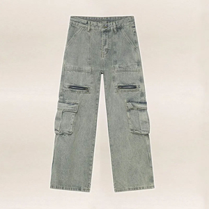 Low Price Streetwear Stack Denim <b>Pants</b> Cotton Baggy Stacked Jeans Men Long Straight <b>Pants</b> Washed Wide Leg <b>Trousers</b> for Man - Product Image 1
