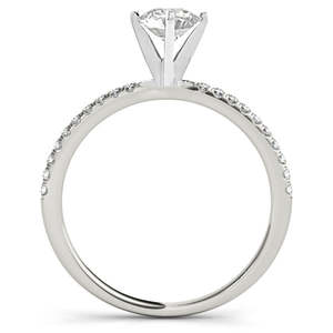 Bague de fiançailles en or blanc 14 carats avec diamant moissanite, sertie de diamants, 1,12 carat, bague de mariage, bague solitaire en diamant - Product Image 2