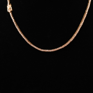 Collar de lujo de tenis de oro de 14KT, corte redondo, Diamante cultivado en laboratorio, cadena de tenis de 18 pulgadas a la moda para su regalo de cumpleaños - Product Image 2