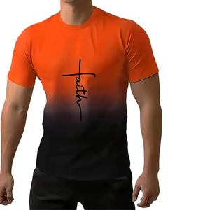 Camiseta de manga corta con cuello redondo estilo hip hop, tops y camisetas de gran tamaño, Camiseta de algodón 100% para hombre, estampado de corte holgado - Product Image 5