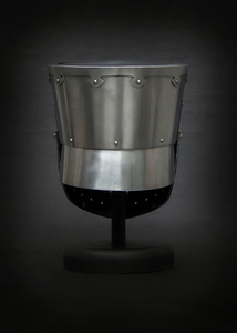 หมวกกันน็อกเหล็กไวกิ้งสำหรับใส่ในห้องสัมมนาสีดำยุคกลางพร้อมเบาะป้องกันหัวหนังด้านใน - Product Image 5