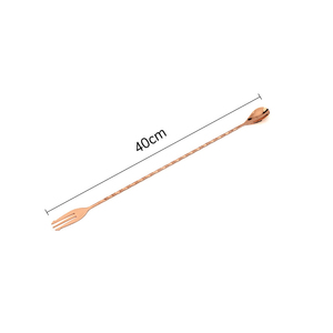 Agitador de cóctel de acero inoxidable y cobre, juego de herramientas de barra de Material de PC que incluye Swizzle Stick, tenedor, cuchara para mezclar bebidas - Product Image 6
